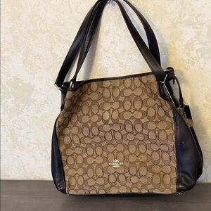 Coach Brown and Black Signature Shoulder Bag